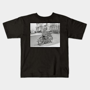 Motorcycle Police Officer, 1924. Vintage Photo Kids T-Shirt